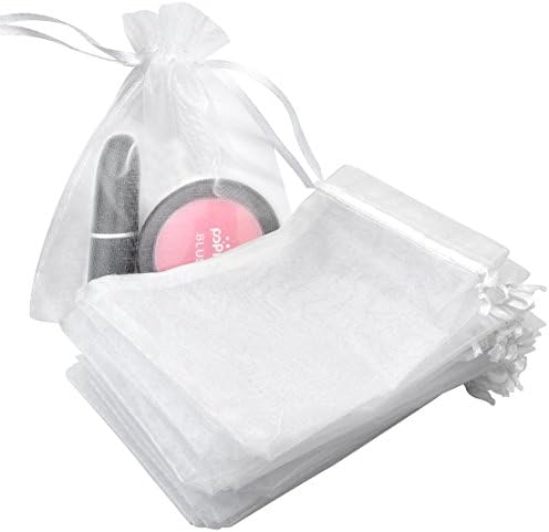 100pcs Organza Bags-Tojwi 5.12"x7.09'' Drawstring Pouches Jewelry Candy Gift Favor Bag for Party Wedding Storage Bags(13x18cm, White)