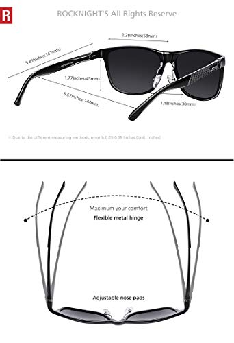image for ROCKNIGHT HD Polarized UV Sunglasses for Men Silver Mirrored Sunglasse