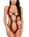 Avidlove Women Deep V Halter Lingerie Teddy One Piece Bodysuit Lace Babydoll Dark Red S