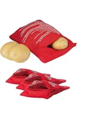 4 Pack Red Express Microwave Potato Bag Reusable Potato Pouch Cooker Perfect Bake Potatoes Just in 4 Minutes