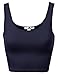 Xpril Basic Solid Sleeveless Crop Tank Tops Navy Size M