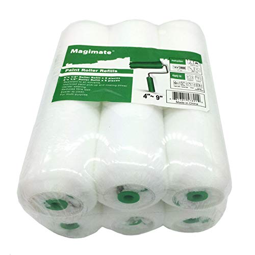 Magimate Paint Roller Covers Bulk 9 Inch 4 Inch, 1/2 Inch Nap, Roller Refills, Multiple Pack for Indoor and Outdoor Painting,12 Pieces