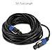 Speakon to Speakon Audio Cord - 50 ft 12 Gauge Male Speakon Connector to Male Speakon Connection, Black Heavy Duty Professional Speaker Cable Wire - Delivers High Quality Sound - Pyle Pro PPSS50