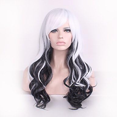 Meylee Wig GHHMO Fashion Synthetic Wigs Sliver Mixed Black Color Body Wave Style Cosplay Hair Wig