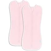Comfy Cubs Swaddle Blanket Baby Girl Boy Easy Zipper Wrap 2 Pack Newborn Infant Sleep Sack (Large 3-6 Months, Pink)