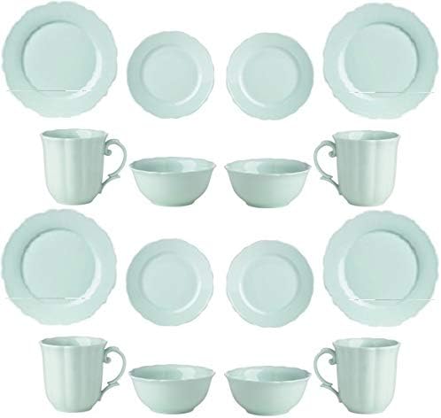 Lenox Classic Butterfly Meadow Solids 16 Pc Dinnerware GREEN Set 4 Dinner 4 Salad Accent 4 bowls 4 Mugs New in box