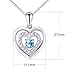 S925 Sterling Silver Double Heart Blue Eternal Love Pendant Necklace, 18