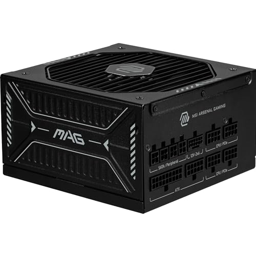 MSI mag A1000GLS PCIE5, Fuente de alimentación, 1000W, 80 Plus Gold, ATX 3.1, Soporte GPU PCIe 5.1, 12V-2x6 Nativo, Conector 12V-2x6 de Dos Colores, Fuente de alimentación ATX, Cables con Cubierta