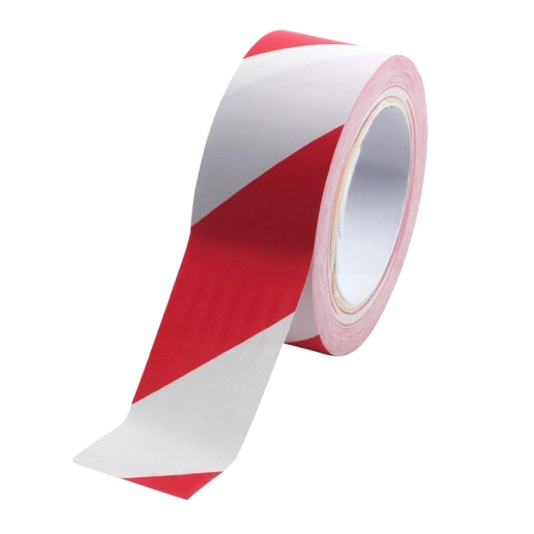 BONUS Eurotech 1BL23.49.0050/033A# Floor Warning PVC Tape, Rubber Based Adhesive, Width 50 mm, Length 33 m, Thickness 0.17 mm, White/Red