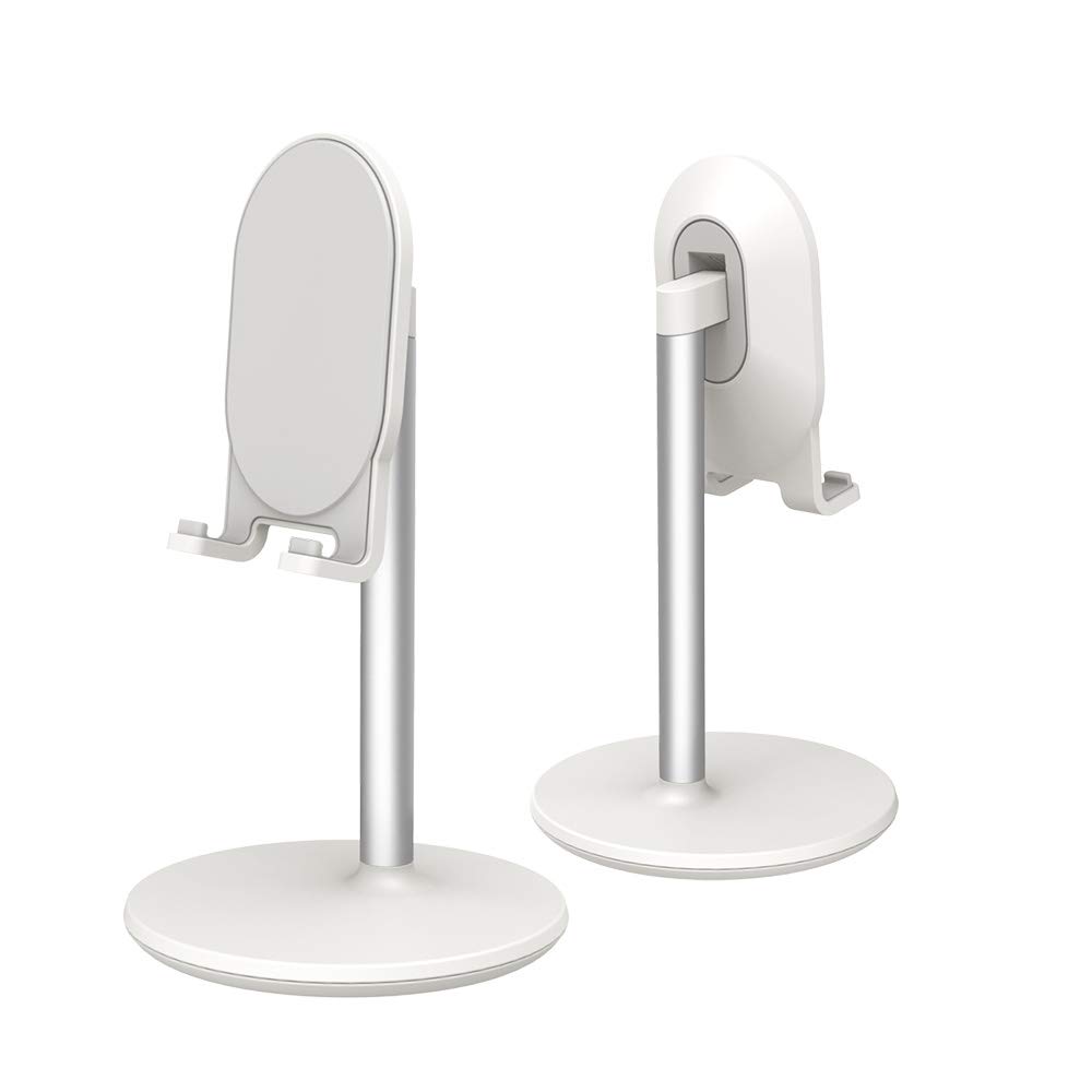 BRIGHT STONE Phone Stand for Desk, Cell Phone Stand Adjustable Desk Phone Holder Tablet Holder Phone Dock (WHITE)
