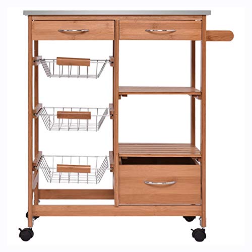 Kitchen & Dining Cart, Bamboo Kitchen Shelf Island Trolley Cart