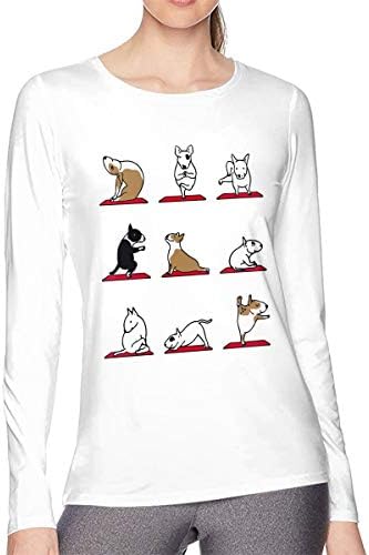 Bull Terrier Yoga Woman Long Sleeve Round Neck Tees Adult Casual Fashion Trend Shirt Blouses Tops