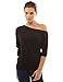PattyBoutik Women's One Shoulder Ruched Batwing Knit Top (Black M)