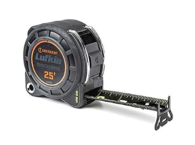 Lufkin L1125B Shockforce Nite Eye Dual Sided Tape Measure | 1-3/16" x 25' | Full 14-Feet of Standout | Diamond-Coated End Hook | Narrow Blade Technology | Various Pack Quantities