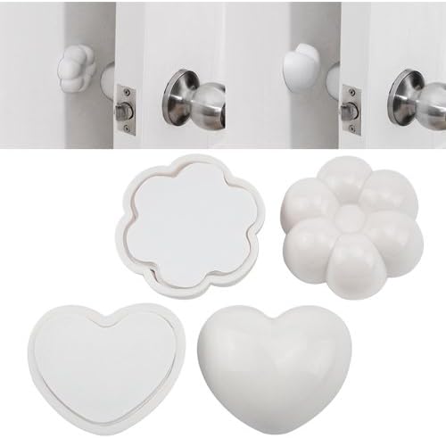 TOVOT 4 PCS Wall Protectors Self-Adhesive Door Handle Bumper Guard Stopper (White)