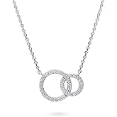 BERRICLE Sterling Silver Open Circle Pendant Necklace for Women, Cubic Zirconia CZ - Gold Flashed, Rhodium Plated Styles