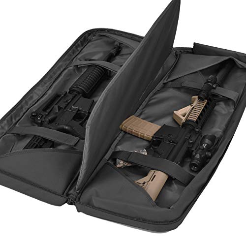 BOW-TAC Double Long Rifle Gun Case Bag Tactical Rifle Backpack Pistol Soft Firearm Transportation Carbine Case - Lockable Compartment Black 42" - Thumbnail 2