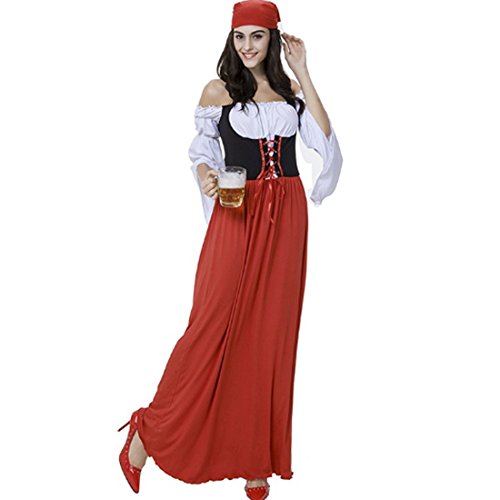 Beer Girls Halloween For Women Sexy Costume Red Oktoberfest Beer Maid German Wench Cospaly