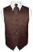 Men's Paisley Design Dress Vest NeckTie BROWN Neck Tie Set for Suit or Tuxedo