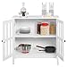 Yaheetech Floor Storage Cabinet with Glass Door and Storage Shelf, Wooden Console Table Display Storage Organizer Sideboard Buffet for Kitchen/Dining Room/Entryway/Bathroom, Accent Furniture White