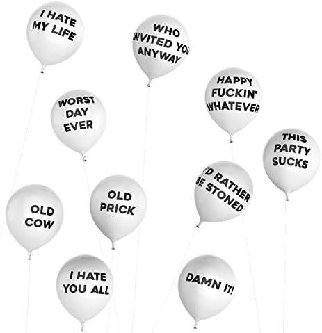 Thick Air Balloons - Funny Adult Humour Balloons For Party 10-Pack - Party White
