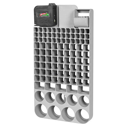 Richards Homewares GREY/110 Piece Richards Organizer with Energy Tester, Holds 109 Different Sizes for AAA, AA, 9V, C, D, and Button Battery, Grey - Thumbnail 5