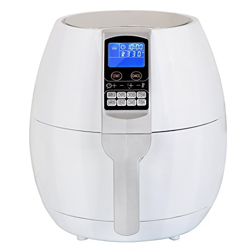 Click Here to See More Images Super Deal 3.7Quart Electric Air Fryer w/ 8 Cooking Presets, Temperature Control, Auto Shut off & Timer, LCD Digital Display Screen (White)