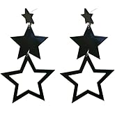 70s 80s Long Layers Stars Drop Earrings Multicolor Acrylic Big Star Pentagram Dangle Earrings Y2k Party Fashion Jewelry for Women