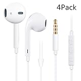 Woitech 4PACK Headphones Premium Quality Earphones Earbuds with Mic & Remote Control Fully Compatible with iPhone6, 6s, 6 Plus, 6s Plus, iPhone 5s 5c 5, SE,iPad /iPod (White)