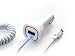 Apple iPhone 7 7 Plus 6 6S 6+ 6S+ SE 5 5S New Rapid Fast Dual Port Car Charger - 6 Foot Coiled Cord 5v / 2.1 Amp - White - Red LED