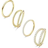 Dochais 4PCS 18G Nose Rings Hoops, Surgical Steel Earrings Tragus Septum Piercing CZ Clicker Ring, Hinged Segment Conch Lip Cartilage Double Hoops 8mm 10mm For Women Men