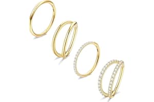Dochais 4PCS 18G Nose Rings Hoops, Surgical Steel Earrings Tragus Septum Piercing CZ Clicker Ring, Hinged Segment Conch Lip Cartilage Double Hoops 8mm 10mm For Women Men