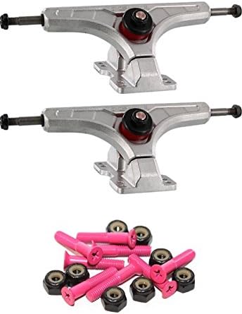 Arsenal Trucks Cast 44 Degree 165mm Skateboard Reverse Kingpin Trucks with 1" Pink Mounting Hardware