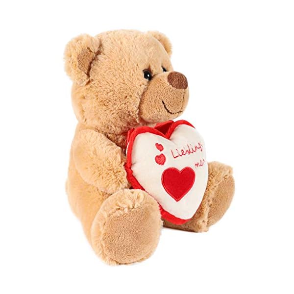 BRUBAKER Teddy Plüschbär mit Herz Rot Beige - Lieblingsmensch - 25 cm - Teddybär Plüschteddy Kuscheltier Schmusetier - Braun Hellbraun – Bild 3
