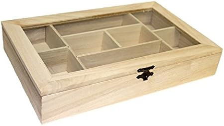 EM Home-Caja de Madera con 8 Compartimentos y Tapa de Cristal: Amazon.es: Hogar