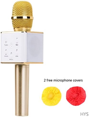 HYS KTV Karaoke Handheld Updated Wireless Karaoke Microphone,3-in-1 Gold Microphone Portable Built-in Bluetooth Speaker Machine for iPhone Apple Android PC and Smartphone Gold Color