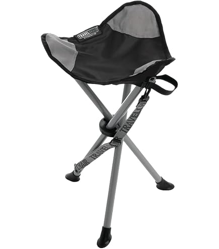 Walkstool Basic - Tabouret Pliant 3 Pieds Noir (60cm) - Ultra Portable & Solide Jusqu'à 175kg