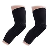 GikPal Pro Basketball Knee Pads, 2 Packs Honeycomb Knee Pads, Extended Compression Leg Knee Sleeve with Protective Hexpad Perfect and Slip Bar for Strap & Wrap Knee for Sports- L size