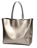 Covelin Women's Handbag Genuine Soft Leather Tote Shoulder Bag Hot Silver