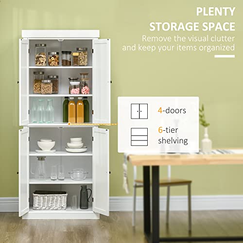 Freestanding Modern 4 Door Kitchen Pantry, Storage