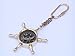 Hampton Nautical  Solid Brass Ship's Wheel Compass Key Chain, Brass