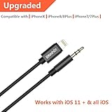 [Upgraded] Lightning to 3.5mm Male Aux Stereo Audio Cable, Compatible with iOS 11 or Above, iPhone 7 / 7P / 8 / 8P / X or Any Lightning Port to Car Stereo Speakers or Headphone Audio Jack (Black)