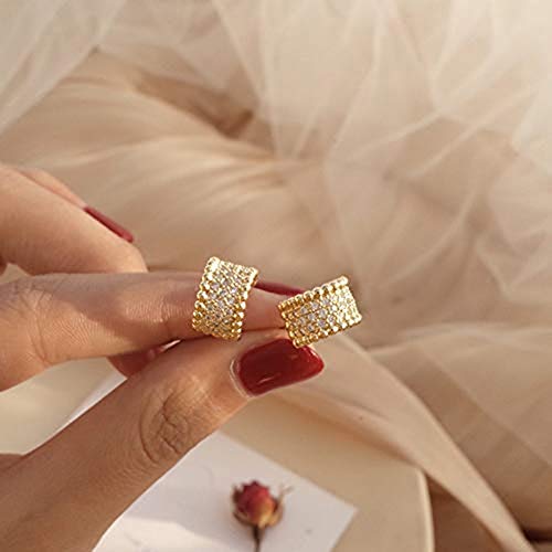 14K Gold Plated CZ Dainty Wide 925 Sterling Silver Cubic Zirconia Hoop Earrings Hypoallergenic