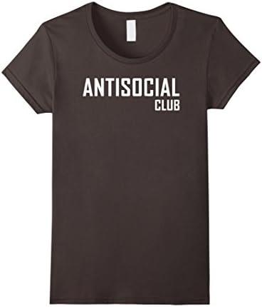 Womens Antisocial Club Funny Saying Social T-Shirt Large Asphalt