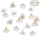 Bassion 400 Pcs Bullet Clutch Earring Backs with Pad Earring Safety Backs Ear Nut Hypoallergenic Earring Back (200 Silver & 200 Golden)