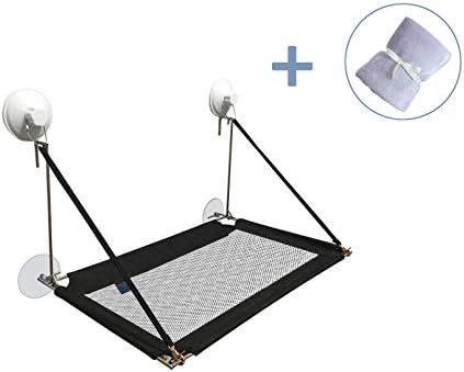 STOOKY Cat Perch Window Hammock, Triangular Structure : Extremely Durable, 2 Big Suction Cups, Hold up 33 lbs，with Plush Mat