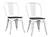 DHP Fusion Metal Dining Chair with Wood Seat, Distressed Metal Finish for Industrial Appeal, Set of two, White