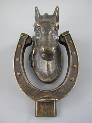 Door knocker burnished brass horse H.16cm