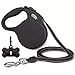 Qimh Retractable Dog Leash, 16ft Nylon Tape Heavy Duty Dog Walking Leash Rope for Small Medium Large Up to 110lbs, 360° Tangle Free, Soft Handle, Reflective Ribbon with One-Handed Brake and Waste Bag