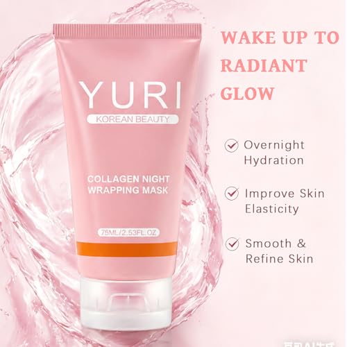 POLAR HAIR YURI Collagen Mask, Collagen Night Wrapping Peel-Off Mask, Hydrating & Firming Overnight Face Mask, Easy Peel Skincare for Smooth & Glowing Skin, Ideal Gift for Women & Teens, 2.54 Fl Oz